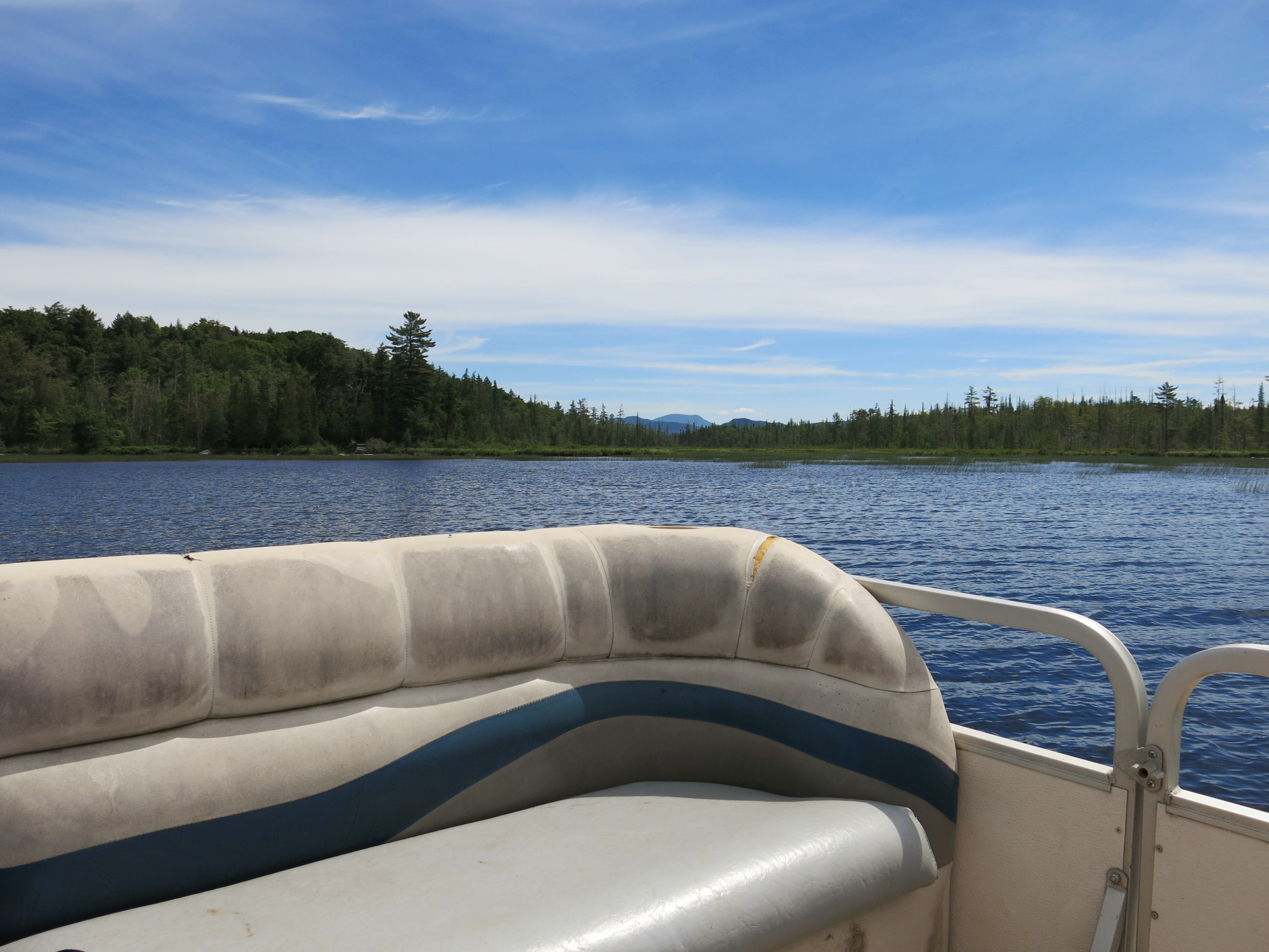 Pontoon Recreational Boat, Racquette Lake, Adirondack Mountains, New York